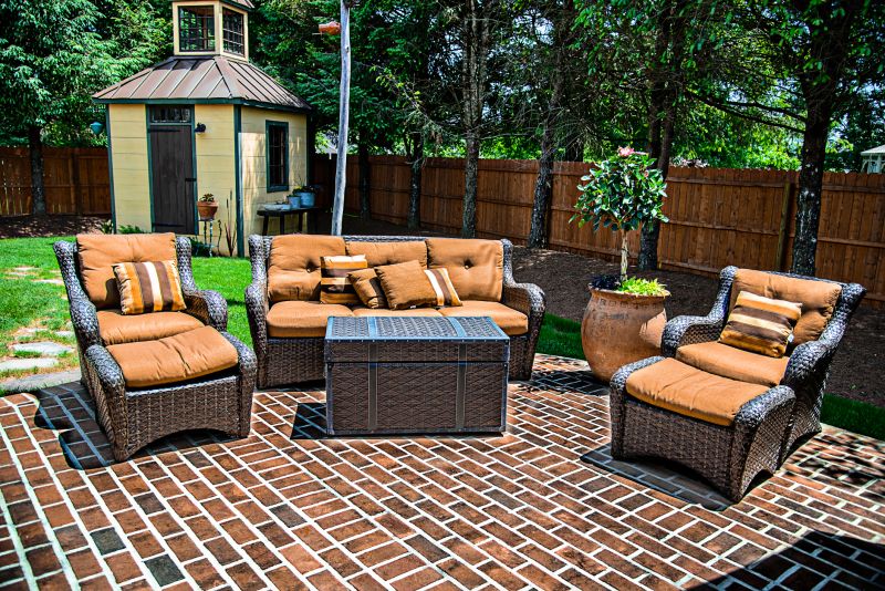 Outdoor brick patio installation